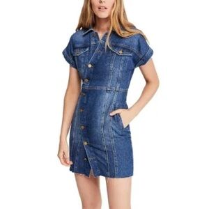 NWT Free People The City Blue Denim Mini Dress - Sz XS